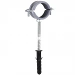 Хомут в сборе CR  1  1/4″ (42-47мм) с винтом-шурупом 8*80 и дюбелем в уп., серый