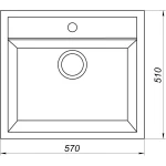 Гранитная мойка Globus Lux VOLTA  сiрий металiк 570х510мм-А0003