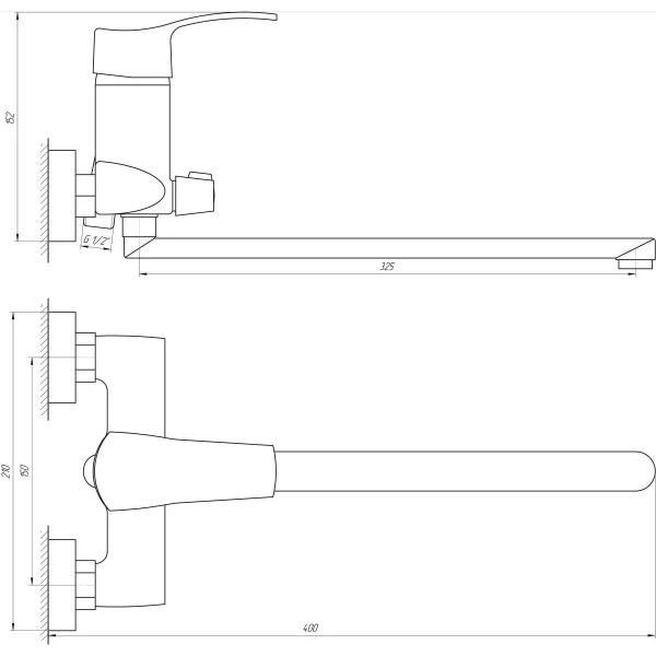 Смеситель для ванны Globus Lux QUEENSLAND GLQU-0208