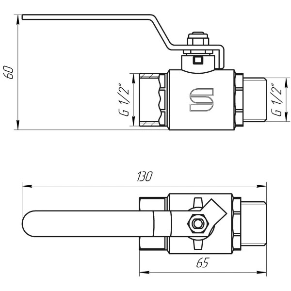 Кран шаровый прямой SELBA 1/2″ НВ КР SL1505