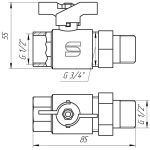 Кран кульовий прямий з американкою SELBA 1/2″ КБ SL1509