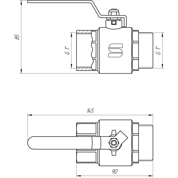 Кран шаровый прямой SELBA 1″ НВ КР SL1505