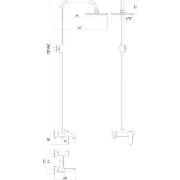 Душевая система Globus Lux LAZER GLLR-0001