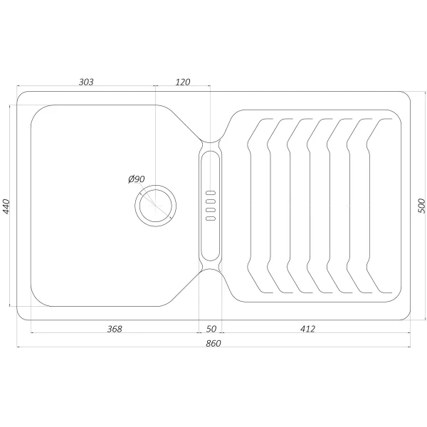 Гранітна мийка Globus Lux BOREN коричневий 860x500мм-А0006