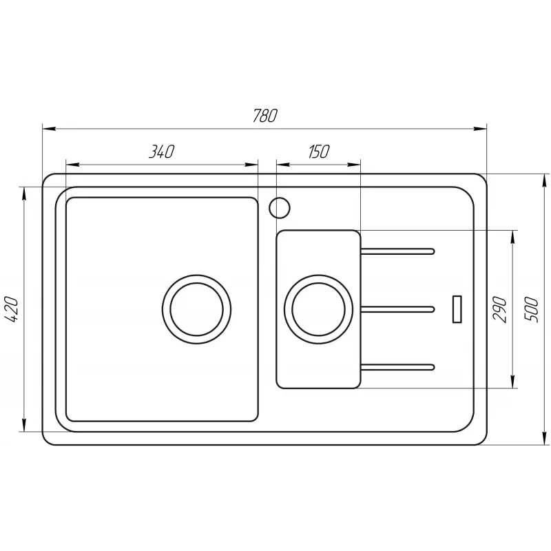 Гранітна мийка Globus Lux IZEO сiрий камiнь 780x500мм-А0005