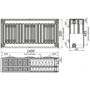 Радиатор стальной 33/500х1400 бок KALDE