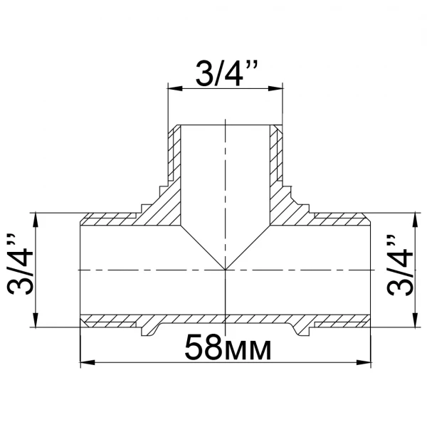 Тройник 3/4″ННН латунный усиленный 660Б