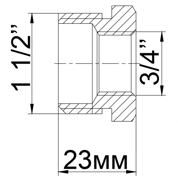 Футорка 1 1/2″х 3/4″НВ латунная 724Б