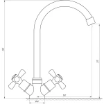 Смеситель для кухни DOMINO DK-H104-2N-CHROM хрест SHARM