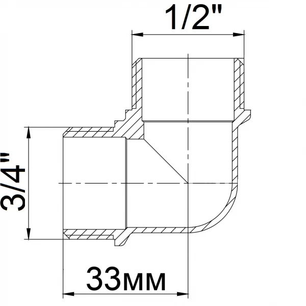 Угольник редукционный 3/4″х1/2″НН латунный 1010Б