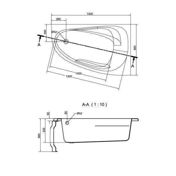 JOANNA NEW Ванна 140x90 правая