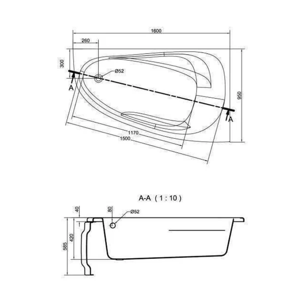 JOANNA NEW Ванна 160x95 правая