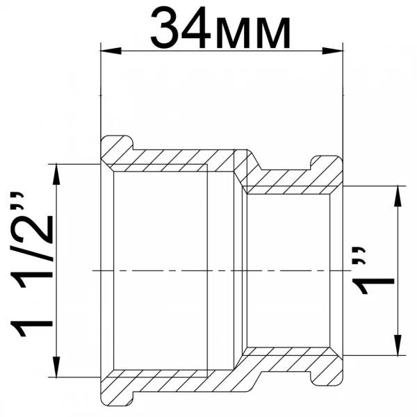 Муфта редукционная 1 1/2″х 1″ВВ латунная 309Б