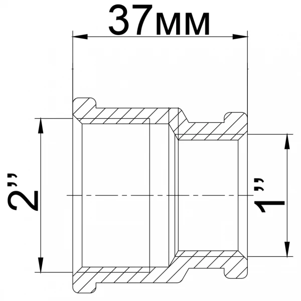 Муфта редукционная 2″х 1″ВВ латунная 321Б