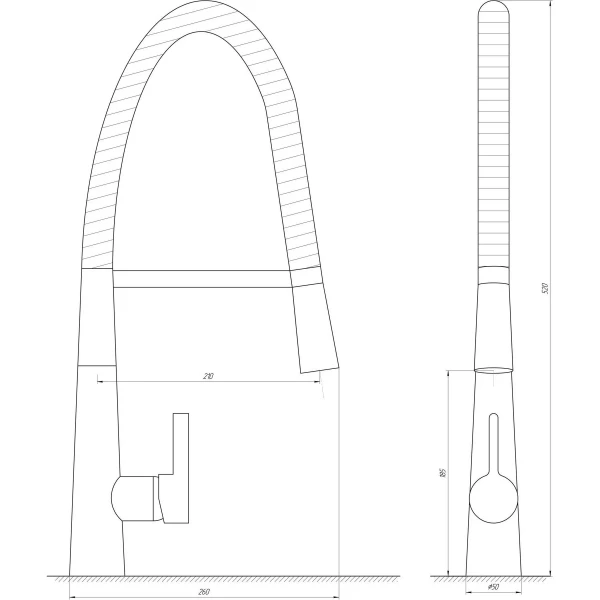 Смеситель для кухни Globus Lux LAZER GLLR-1032-StSTEEL