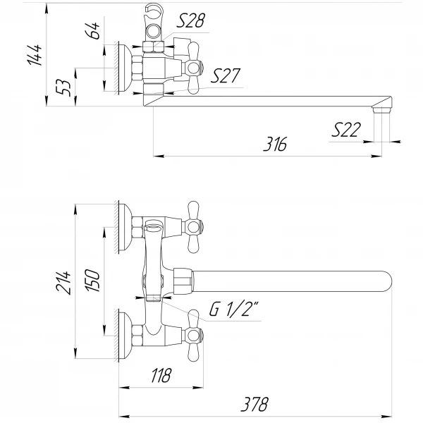 Смеситель для ванны DOMINO DBF-129-35F-SHARM