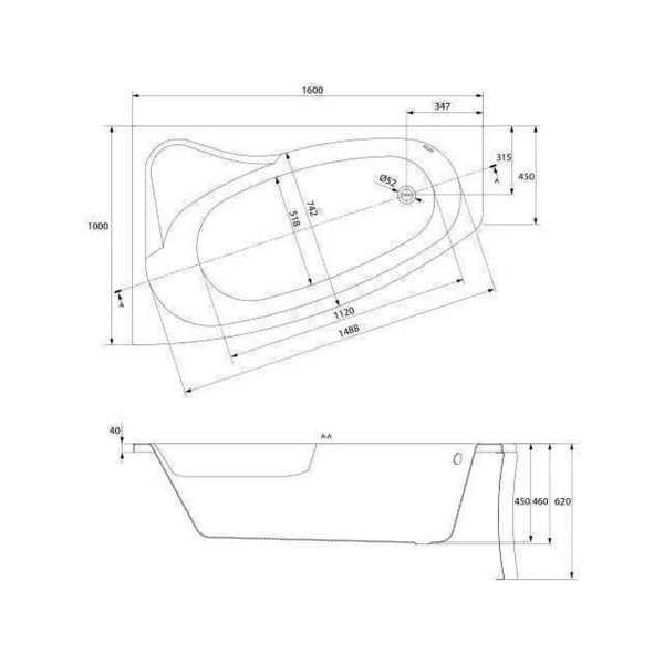SICILIA NEW Ванна 160x100 левая