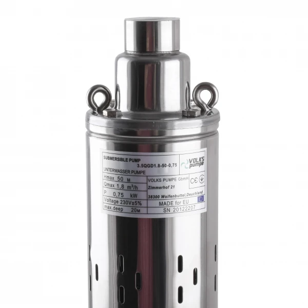 Насос скважинный шнековый VOLKS pumpe 3,5 QGD 1,8-50-0,75кВт 3,5 дюйма! + кабель 15м