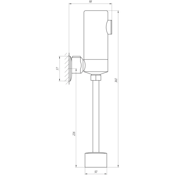 Кран смывной для писсуара Tremolada TREMO-8112 BATTERY, сенсорный, наружное подключение 1/2″
