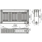 Радиатор стальной 22/600х1500 низ-справа/бок KALDE (без клапана OUTER)
