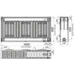 Радиатор стальной 22/600х1600 низ-справа/бок KALDE (без клапана OUTER)