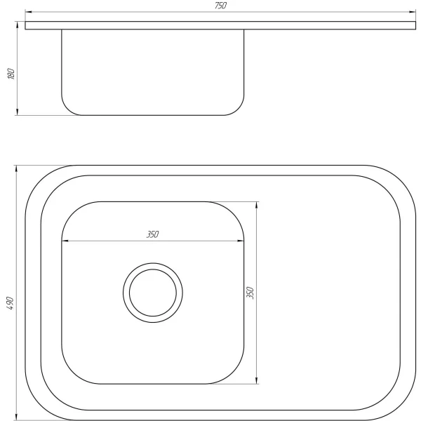Мийка кухонна врiзна прямокутна з полицею 750х490х180 Decor MR 7549 D Mira
