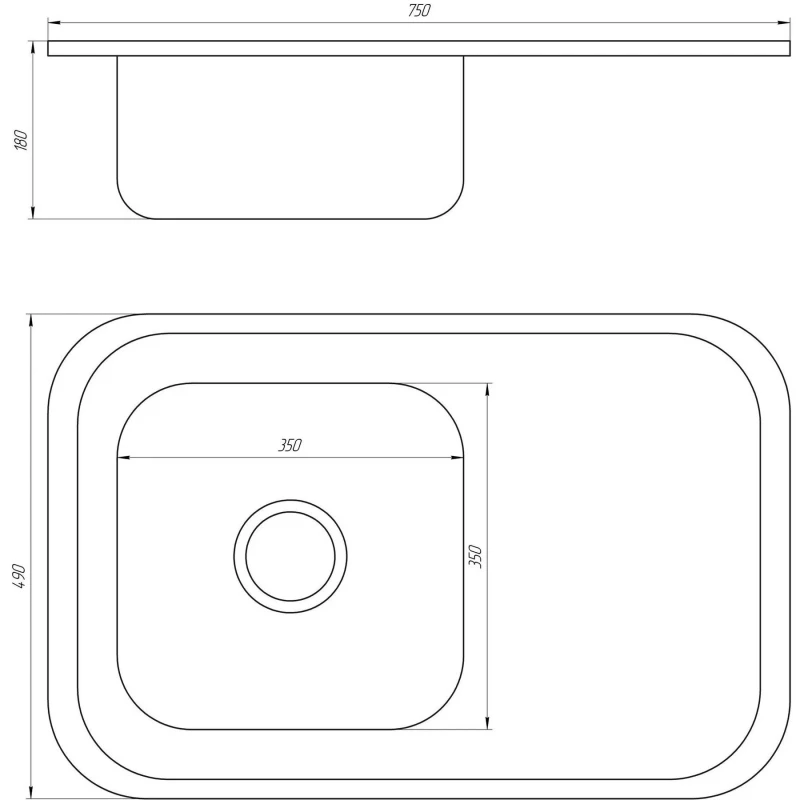 Мийка кухонна врiзна прямокутна з полицею 750х490х180 Decor MR 7549 D Mira