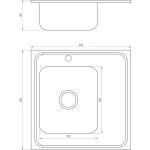 Мийка кухонна накладна прямокутна 600х600х180 Satin Left MR 6060 L E Mira