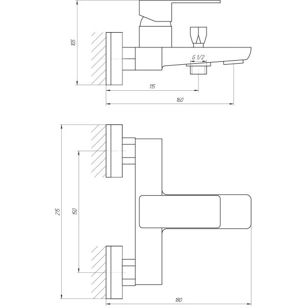 Смеситель для ванны Globus Lux Milano GLM-0102