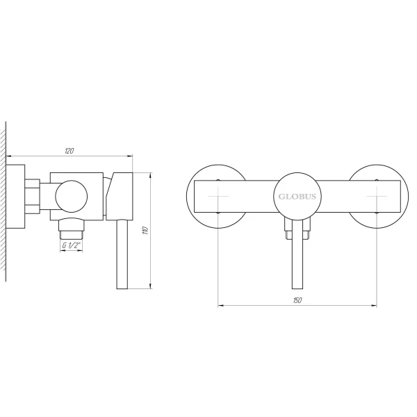 Смеситель для душа Globus Lux ALPEN SBT1-105
