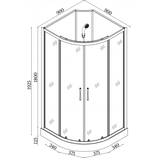 Душевой бокс полукруглый без крыши SAN L90FFS (L90F) BRAVO (3уп.)