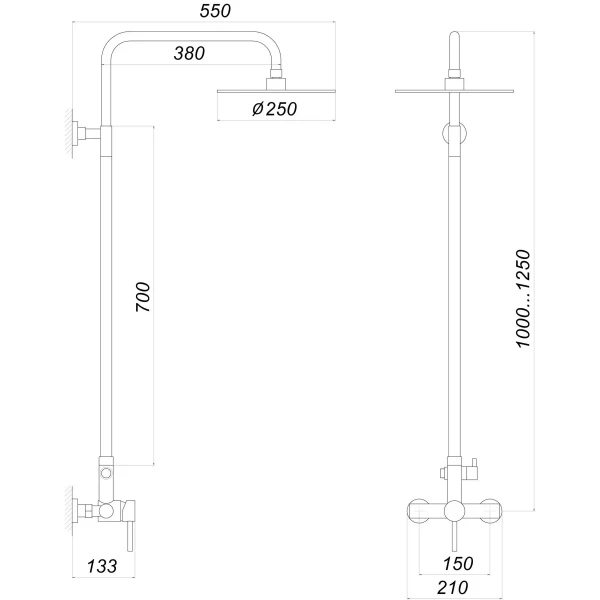 Душевая система Globus Lux ALPEN SBT1-SH-05