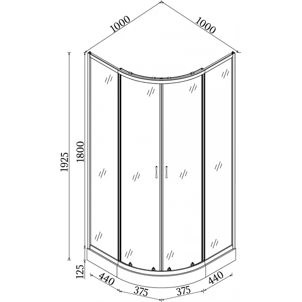 Душова кабіна півкругла WISLA L100FS (L100) BRAVO (2уп.)