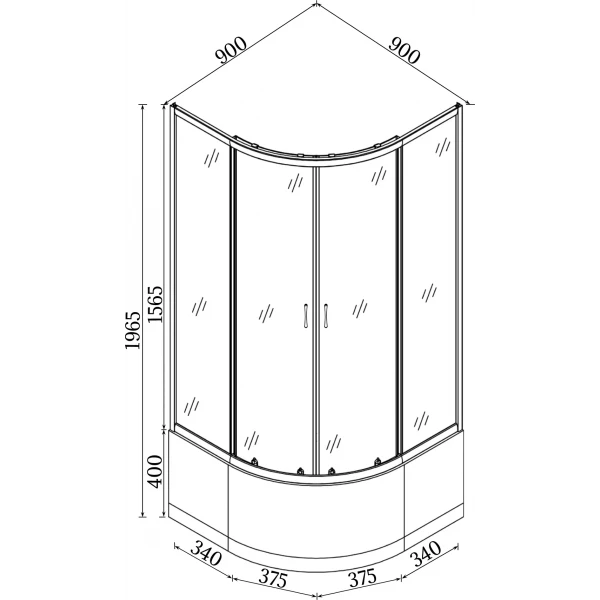 Душова кабіна півкругла WARTA H90FS (H90) BRAVO (2уп.)