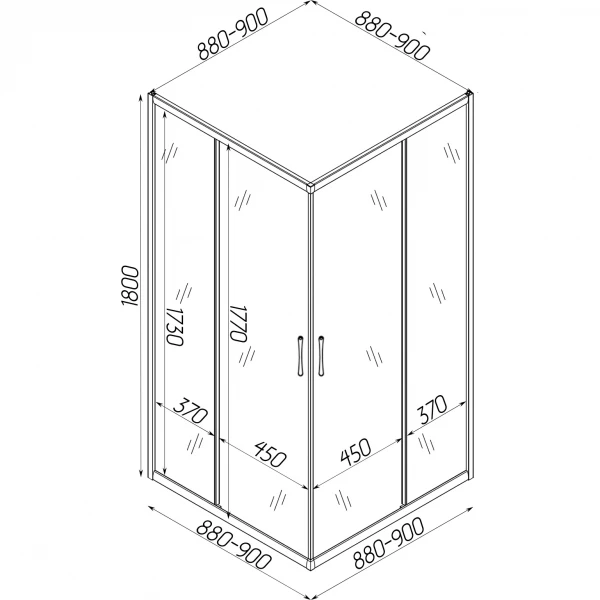 Душова кабіна квадратна без піддона ODRA N90FS (N90) BRAVO (1уп.)