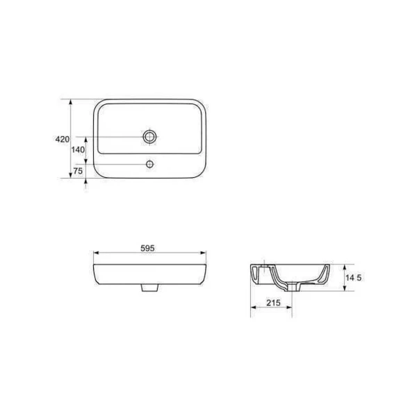 Умивальник для стільниць Cersanit CASPIA 60 прямокутний