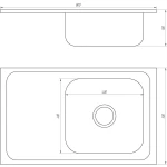 Мийка кухонна накладна прямокутна 800х500х180 Decor Right MR 8050 R D Mira