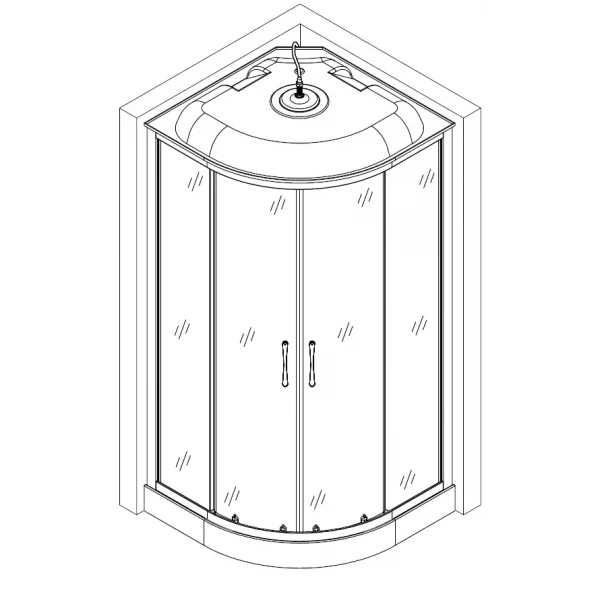 Душовий бокс півкруглий WISLOK L90FFW (L90W) BRAVO (3уп.)