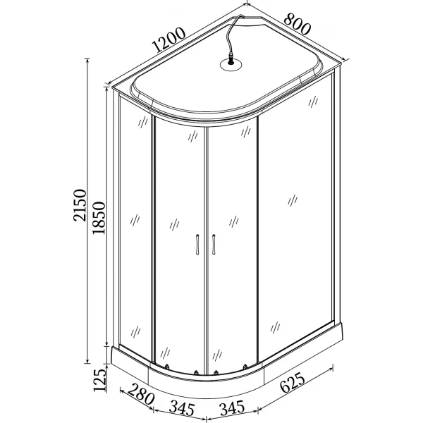 Душовий бокс асиметричний правий REGA L120GBSR (L120BR) BRAVO (3уп.)