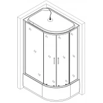 Душевой бокс ассиметричный левый OBRA H120GBSL (H120BL) BRAVO (3уп.)