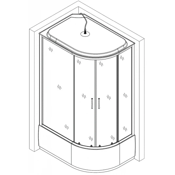 Душевой бокс ассиметричный левый OBRA H120GBSL (H120BL) BRAVO (3уп.)