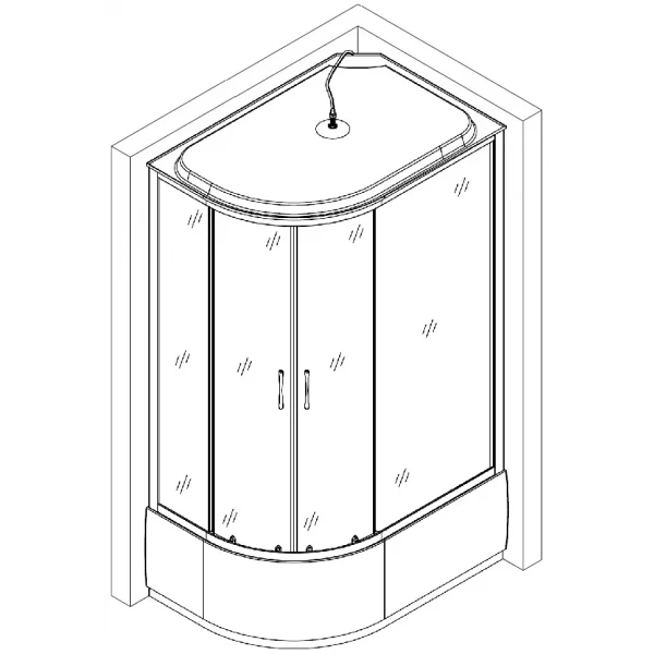 Душевой бокс ассиметричный правый OBRA H120GBSR (H120BR) BRAVO (3уп.)