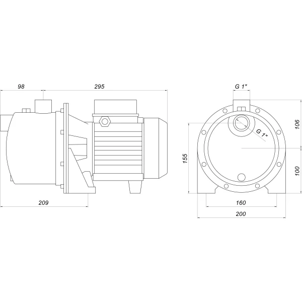 Насос відцентровий M-97-N PL нерж. 0,55 кВт SAER (3,3 м3/год, 45 м)