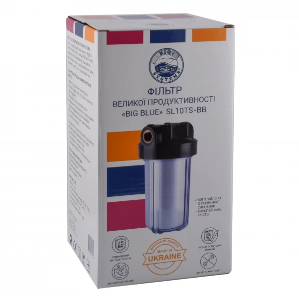 Фильтр-колба + ПП картридж Прозрачная Bіо+ systems SL10TS-BB Big Blue 10″, 1″