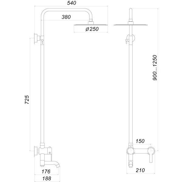 Душевая система Globus Lux ALPEN SBT1-SH-02