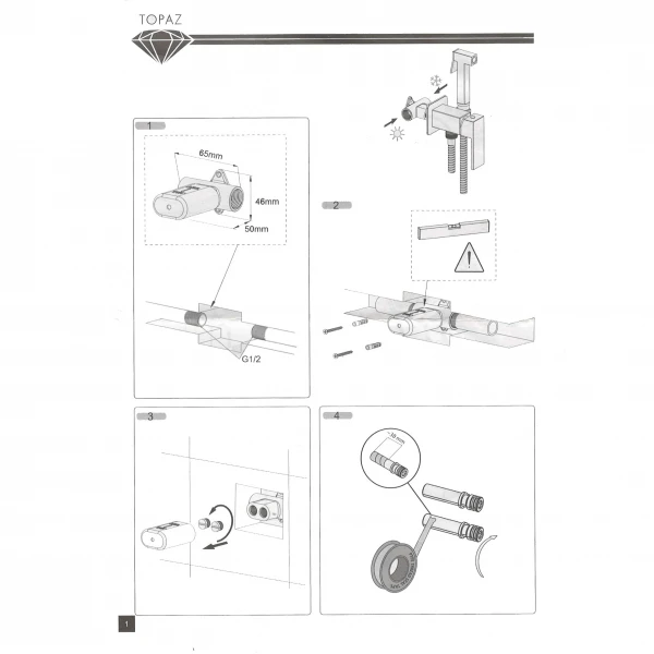 Змішувач гігієнічний TOPAZ BARTS TB 077106-H36