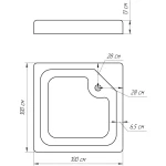 Душовий піддон квадратний LUBAWA SL100F (SL100) BRAVO (1уп.)