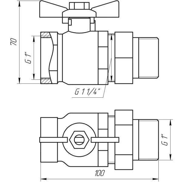 Кран кульовий ARCO 1″ SENA 154105 прямий з американкою (754105)