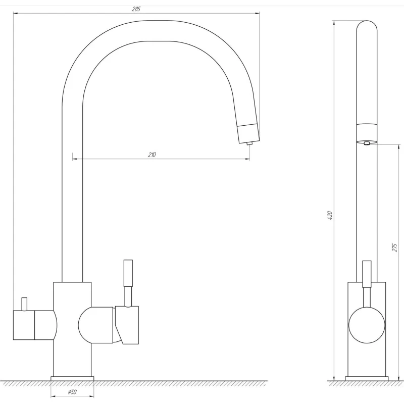 Смеситель для кухни под осмос Globus Lux ALPEN SUS-0333-BB