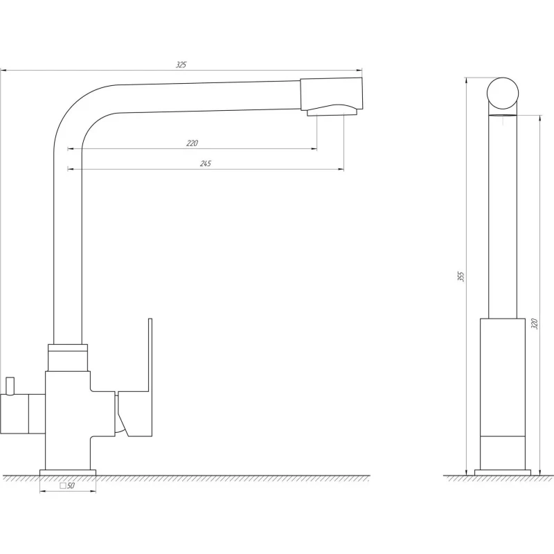 Смеситель для кухни под осмос Globus Lux ALPEN SUS-0110-BB